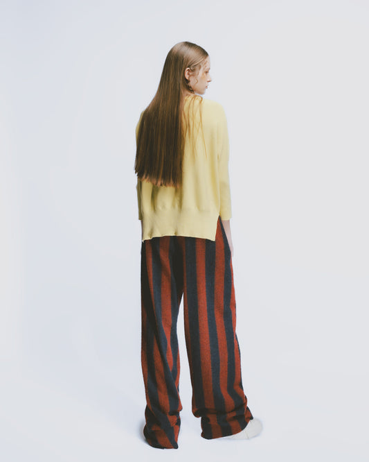 One-piece wide-sleeved crew neck top (yellow) 