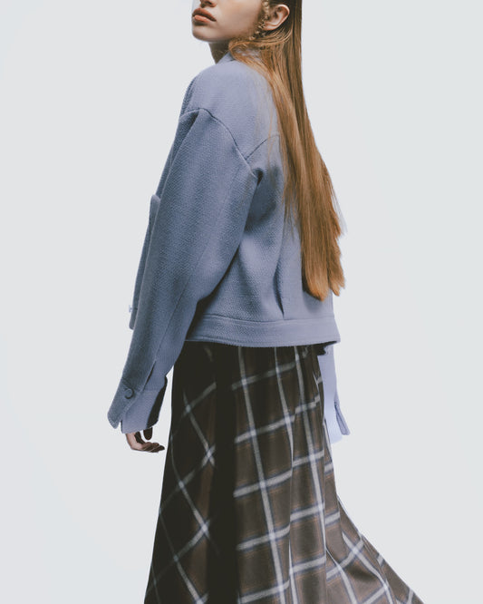 Silver Onion Double Pocket Short Wool Jacket (Mist Blue) 