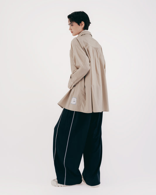 Loose cotton pleated oversized shirt