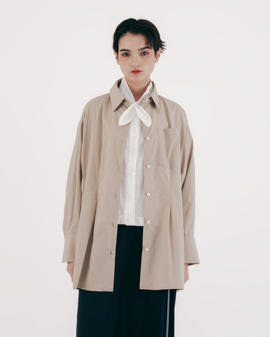 Loose cotton pleated oversized shirt