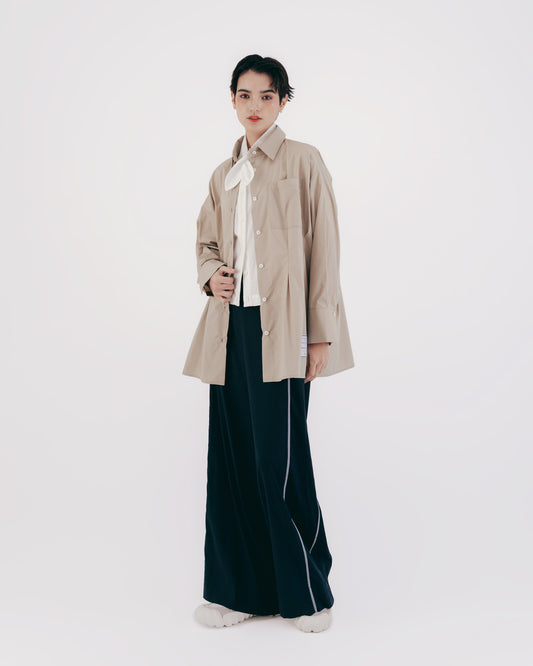 Loose cotton pleated oversized shirt