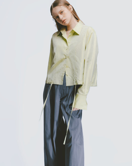 Silk Tango Hem Drawstring Top (Green)