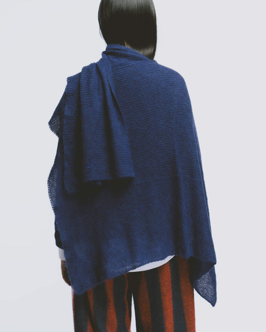 Alpaca Square Scarf (Dark Blue) 