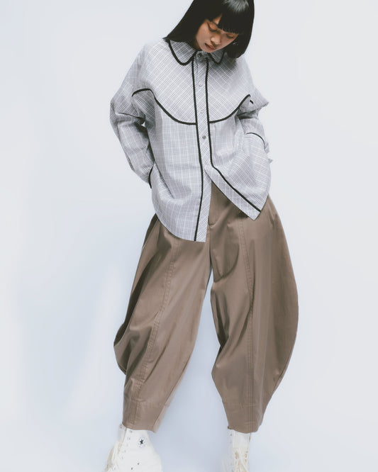 Tangent Design Drape Balloon Pants (Brown) 