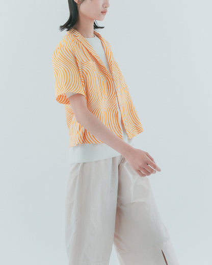 黃白條印花小襯衫