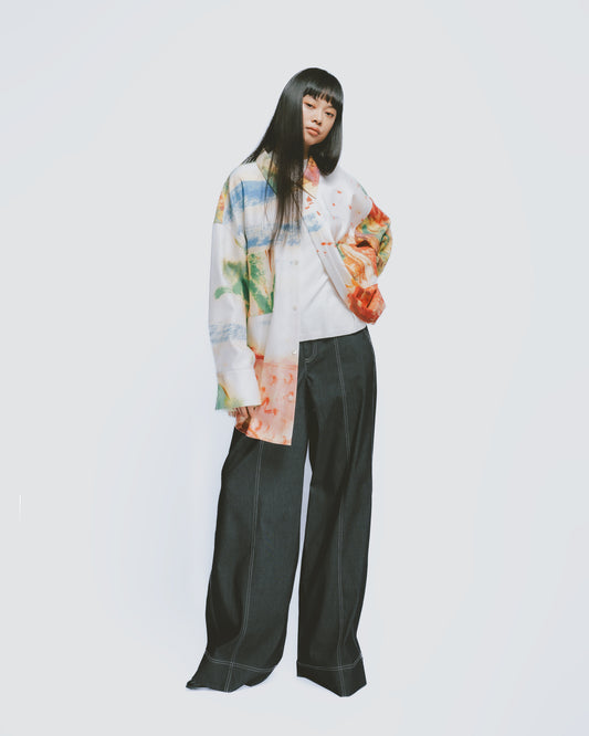 ALISHAN large flower Japanese street style loose shirt 