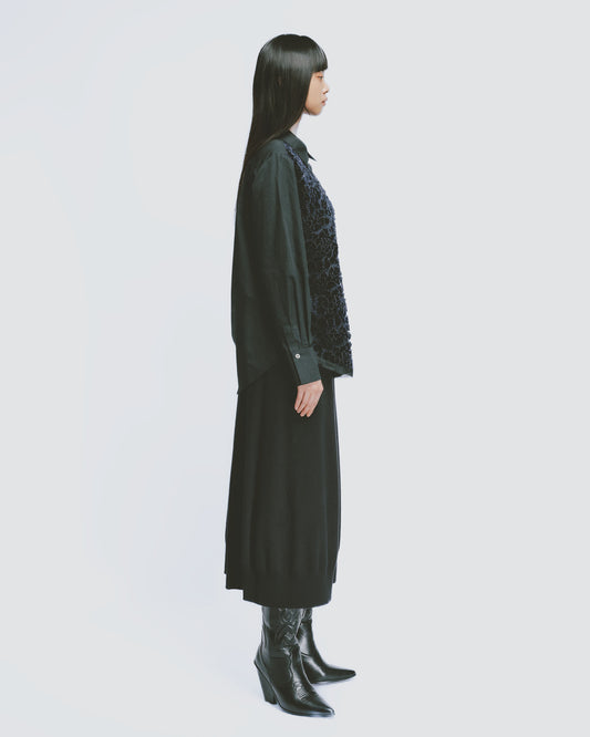 One-piece knitted A-line midi skirt