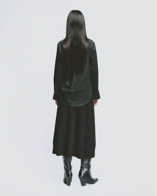 One-piece knitted A-line midi skirt