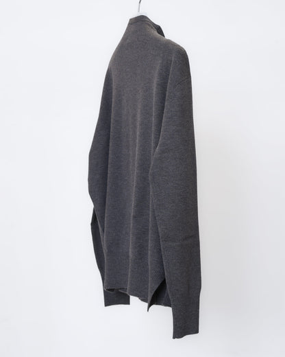 小高領針織開襟衫(鐵灰)