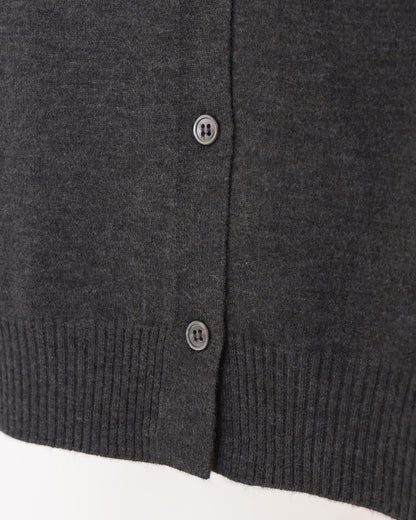 小高領針織開襟衫(鐵灰)