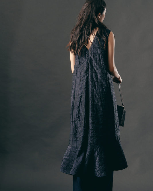 Blue plaid sleeveless long dress