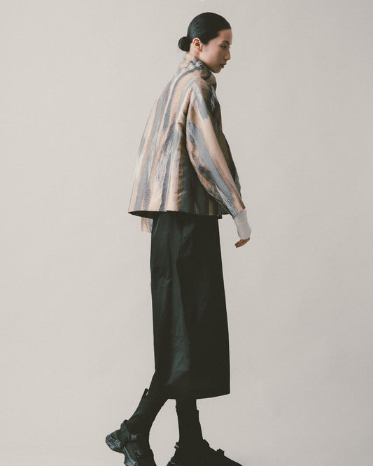 ink striped stand collar jacket