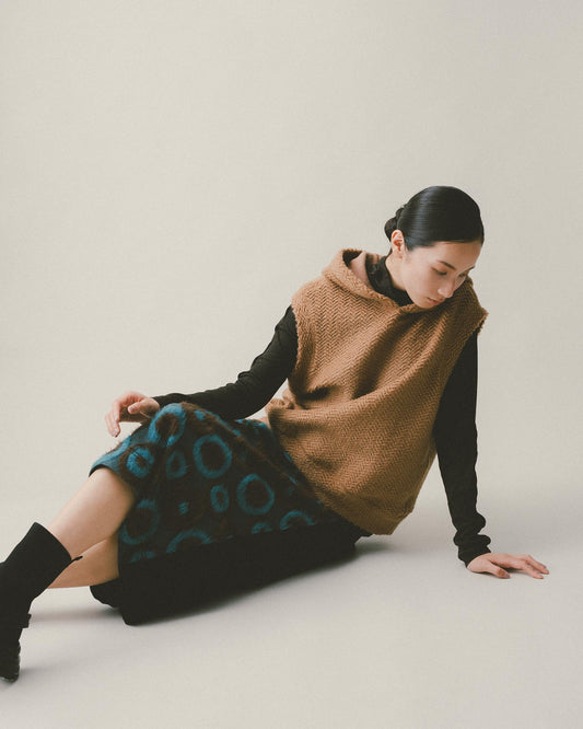 Blue Circle Coffee Knit Skirt