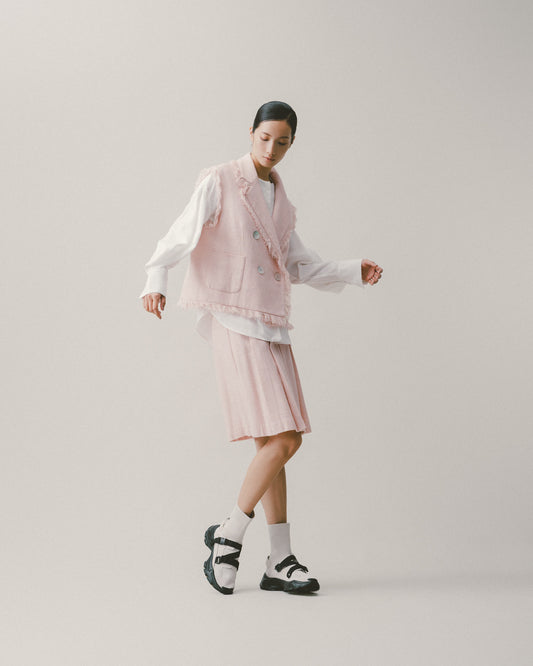 Pink wool box vest jacket