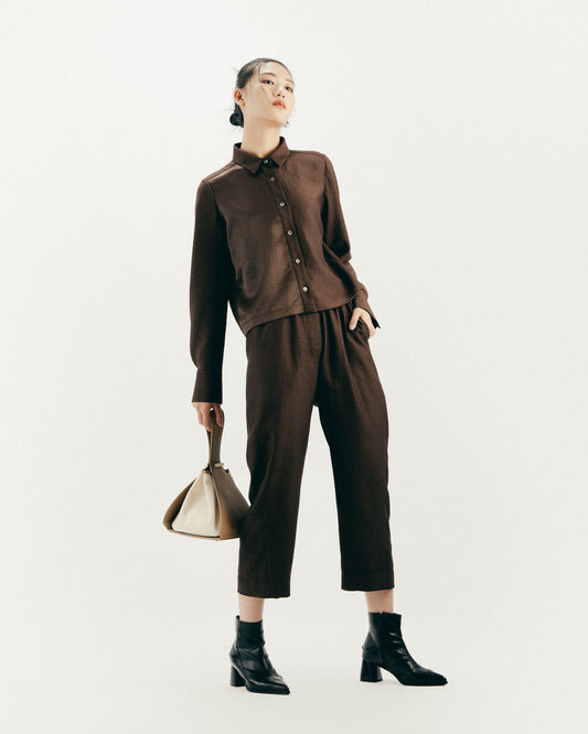 Coffee satin shirt