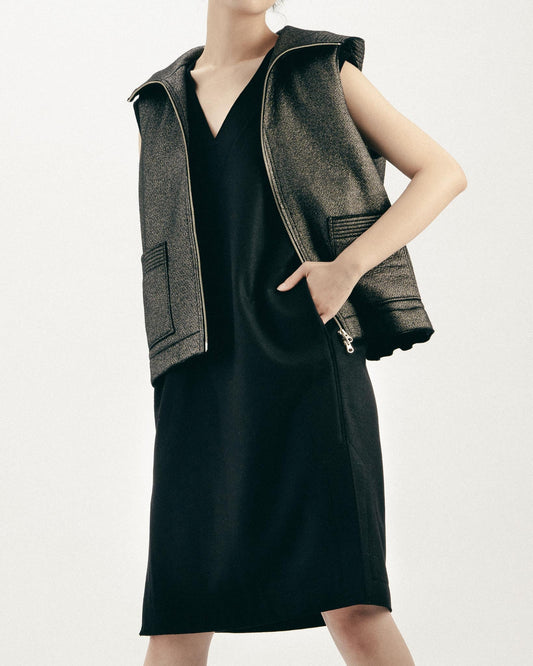 Silver and black hooded jacket
