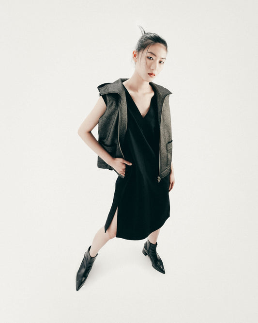 Silver and black hooded jacket
