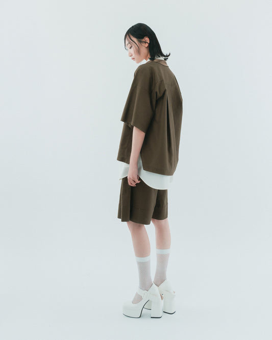 Beige transparent skin puff top